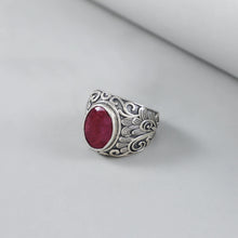Ved Bold Red Gemstone Silver Ring For Him