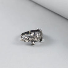 Jai Intricate Silver Crocodile Ring For Him