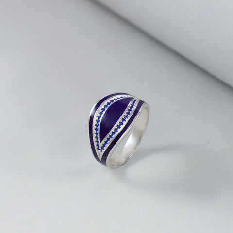 Deep Blue Gemstone Silver Ring For Him