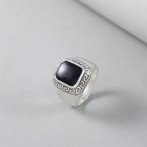 Deepak Elegancet Silver Ring With Black Onyx For Him