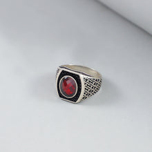 Bold With Fiery Red Gemstone  Silver Ring For Him