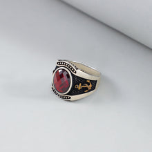 Elegant Silver Ring With Red Stone For Him