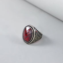 Craftsmanship Red Gemstone Silver Ring For Him