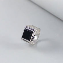 Raj Bold Silver Ring With Black Stone For Him