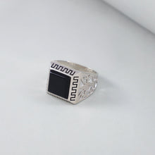 Raj Bold Silver Ring With Black Stone For Him