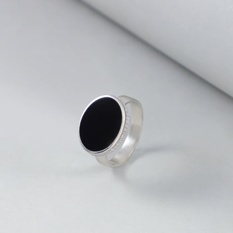 Karan With   Black Onyx  Silver Ring For Him