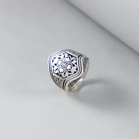 Regal  Intricate Design  Silver Ring For Him