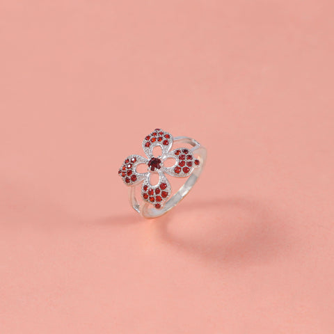 Floral  Graceful. Festive Charm Cz Silver Ring