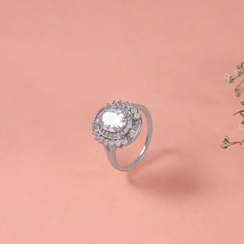 Meera Elegance  And  Charm Cz Silver Ring