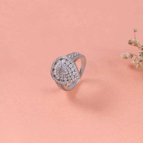 Mia Five Gems Heart Design Cz Silver Ring