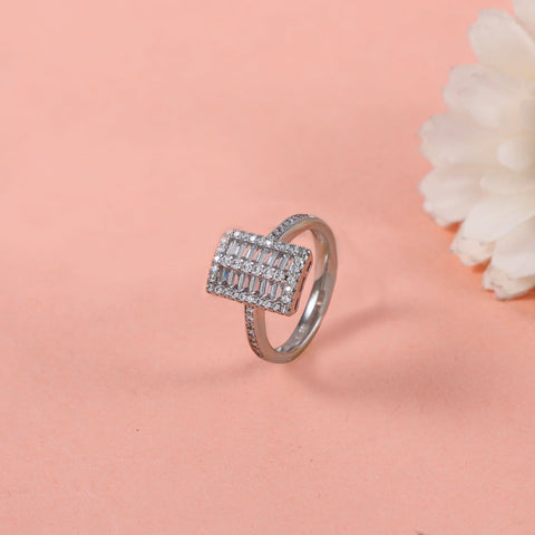 Zoe  Stylish  Cubic Zirconia Cz  Silver Ring