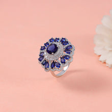 Reena Luxurious Design Blue Stone Cz Silver Ring