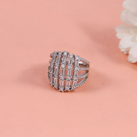 Rani Precious Stone Cz Silver Ring