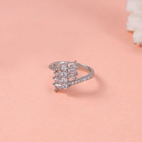 Meera  Stone Silver Cz Ring