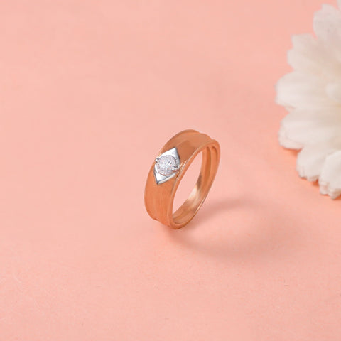 Veda Unique Silver And Rose Gold Cz Band Ring