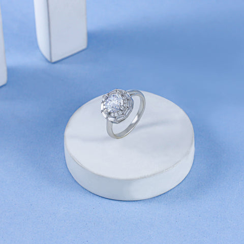 Shruti Floral Cluster  Cz Silver Ring