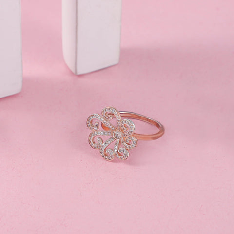 Aishwarya Floral  With Cz Stones Silver Ring