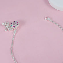 Aarohi Stone Charm Silver Anklets