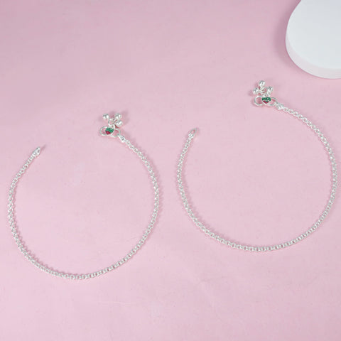 Ishika Mini Charm Chain Silver Anklets