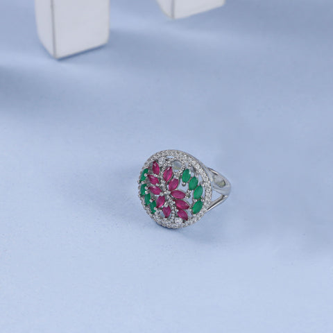 Zara Colorful Stones Cubic Silver Cz Ring