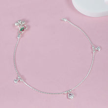 Nyra Leaf Drop Silver Anklets