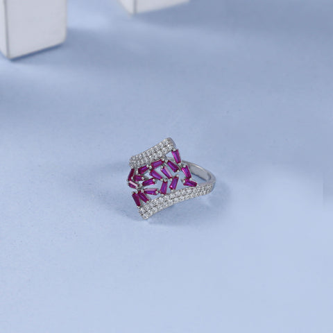 Eva Sparkling Rubies And Cubic Silver Cz Ring