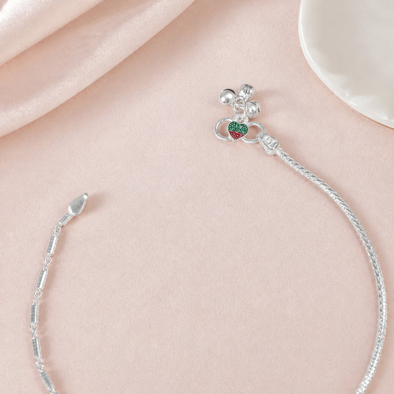 Ziva Slim Chain Silver Anklets