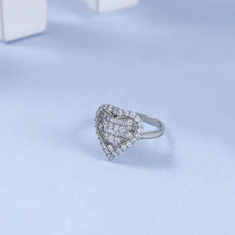 Anika Heart Shaped Cz Silver Ring
