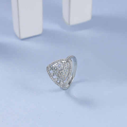 Jaya Bold Triangle Elegance Silver Cz Ring