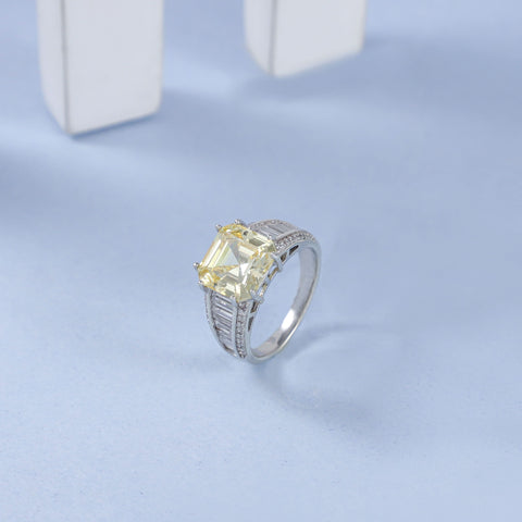 Reena Elegant Yellow Cz Silver Ring