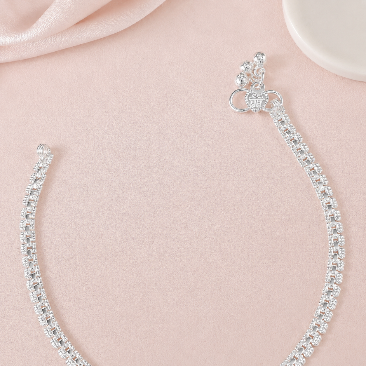 Ruhi  Double Line Silver Anklets
