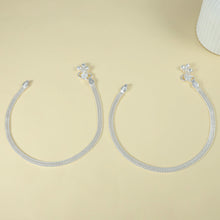 Devika Premium Flat Weave Silver Anklets