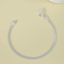 Devika Premium Flat Weave Silver Anklets
