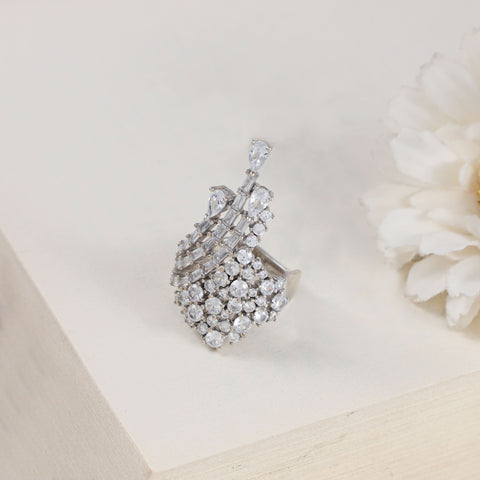 Aisha Dazzling Crystal Shine Silver Cz Ring