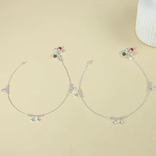 Saanvi Sweet Charm Chain Silver Anklets