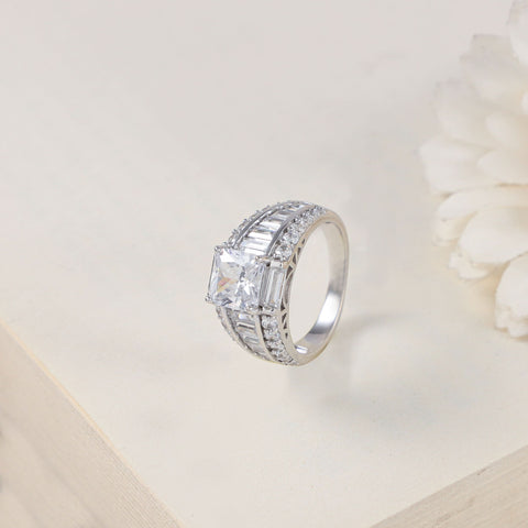 Gia Sparkling Silver Cz Ring