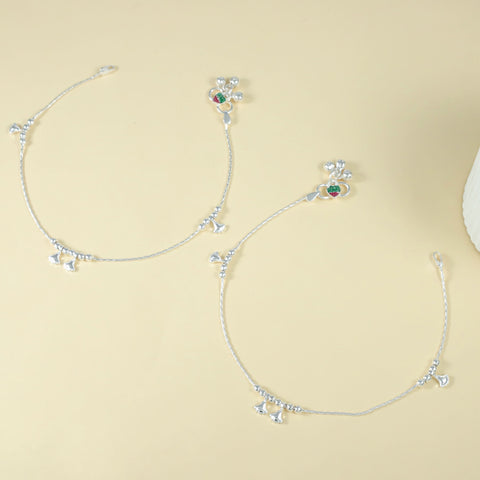 Kavya Playful Bell Silver Anklets