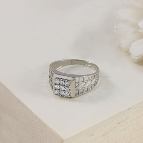 Kabir Bold Cz Silver Elegance Ring For Him
