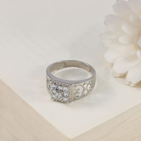 Yuvraj Graceful Jaali Style Silver Cz Ring For Him