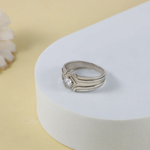 Ravi Centerpiece Cz Silver Ring For Him