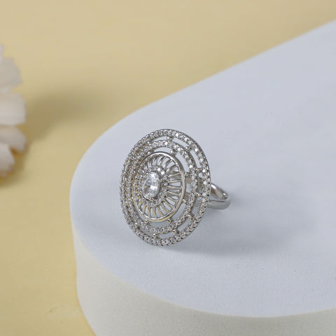 Ruhi Elegant Silver Cz Ring