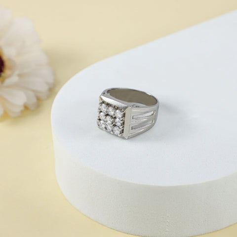 Kunal Sparkling Stones Silver Cz Ring For Him