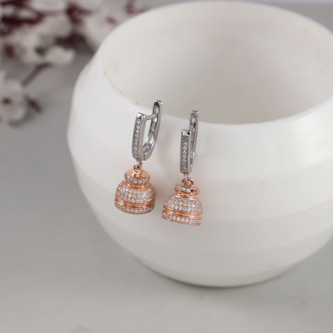 Amara Rose Gold Silver Cz Earrings