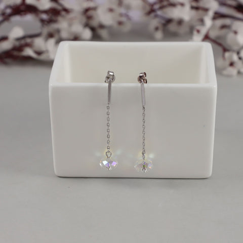 Somya Crystal Chain Drop Silver Earrings