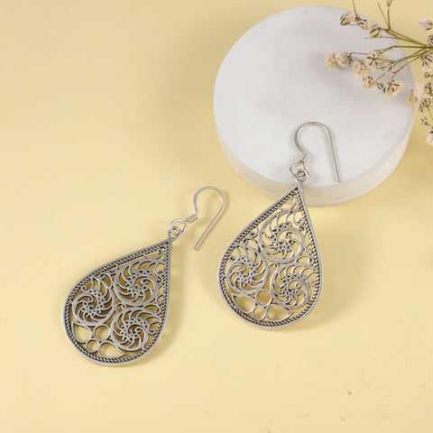 Savita Filigree Drop Silver Earrings