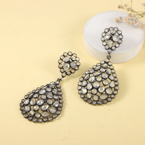 Durga Antique kundan Silver Earrings