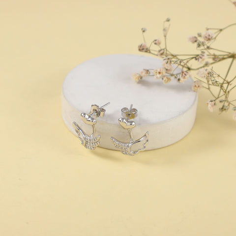 Shreya Chic Bird Wing Silver Earrings