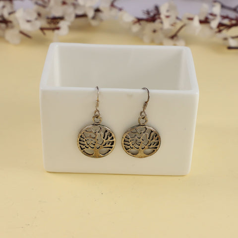 Mayra Tree of Life Drops Silver Earrings