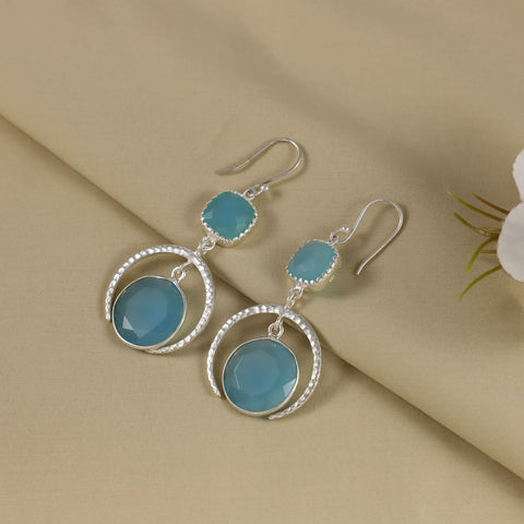Chhaya Blue Stone Silver Earrings