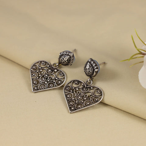 Inaya Charming Heart Shaped Silver Earrings